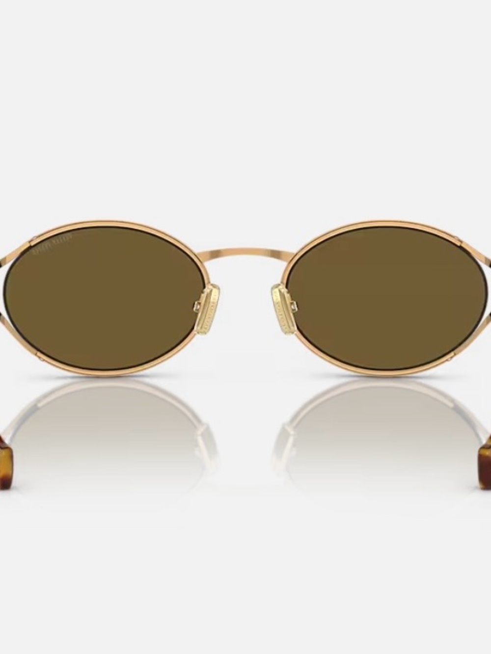 Miu Miu MU 52YS Gold Metal and Brown Lens Oval Sunglasses - NWOT - Picture 4 of 8
